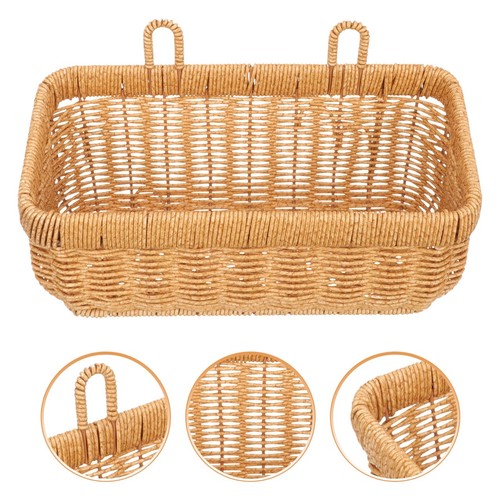 Handwoven Hanging Onion Basket, Wicker Hanging Basket Khaki Pp Wall Storage B... - Zdjęcie 8 z 9