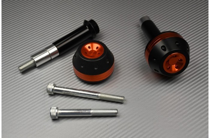 Tampons de protection CBR 650 R en alu CNC et finition orange mat