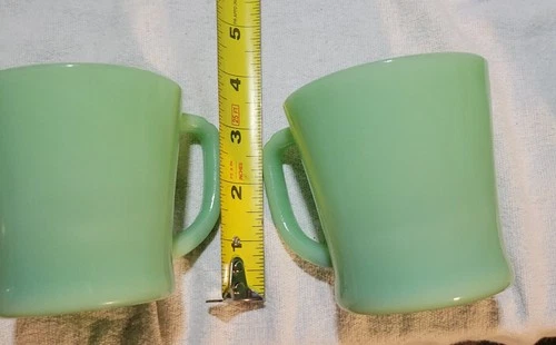2 Jadeite Fire King Oven Ware Made in U.S.A. Green Coffee cups, 1 #36