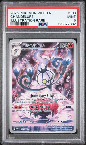 2025 POKEMON WHT EN-WHITE FLARE ILLUSTRATION RARE #103 CHANDELURE PSA 9
