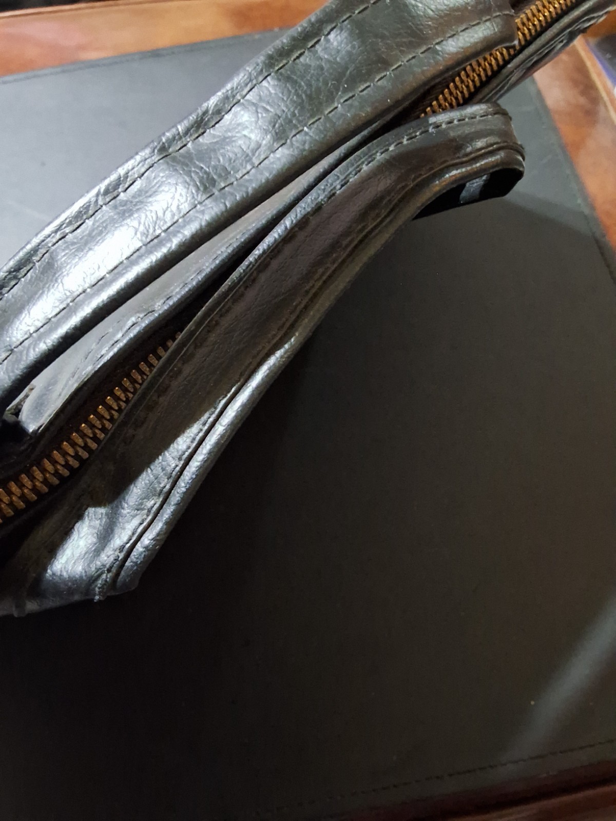 VINTAGE LEATHER KOLPIN SOFT SHERPA INTERIOR PISTOL CASE 14”X 7'' W/DOUBLE HANDLE