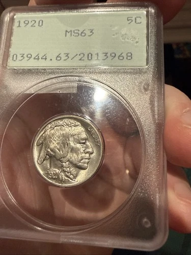 1920 MS63 5C - PCGS Certified Old Rattler Holder Buffalo Nickel