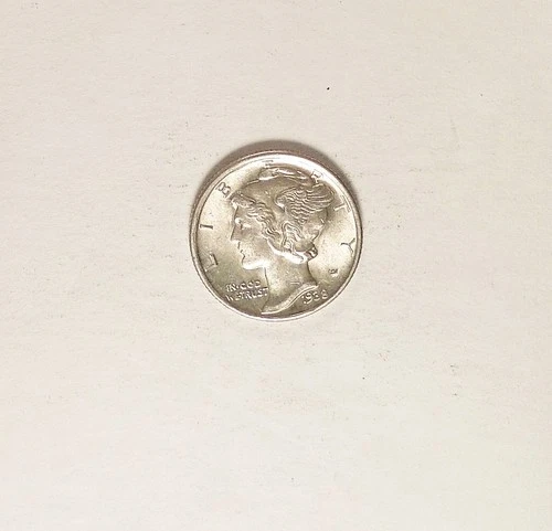 1938-S Mercury Silver Dime grades BU, Super Lustrous & Well Struck