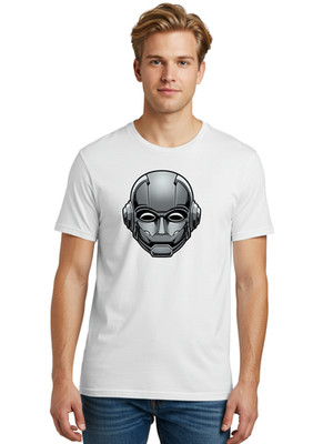 Robot-Head(1) Mens Graphic Tee, 100% Cotton, Casual Summer Wear