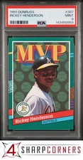 1991 DONRUSS #387 RICKEY HENDERSON ATHLETICS HOF PSA 9