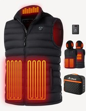 Men's Heated Vest w/ Hood Battery Pack, 8 Heating Panel, Electric Heated Vest
