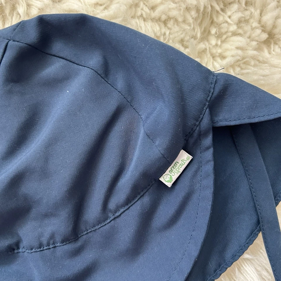 Шляпа от солнца ведро для мальчика темно-синее с зелеными ростками с регулируемыми завязками 0-6 месяцев - Изображение 4 из 4