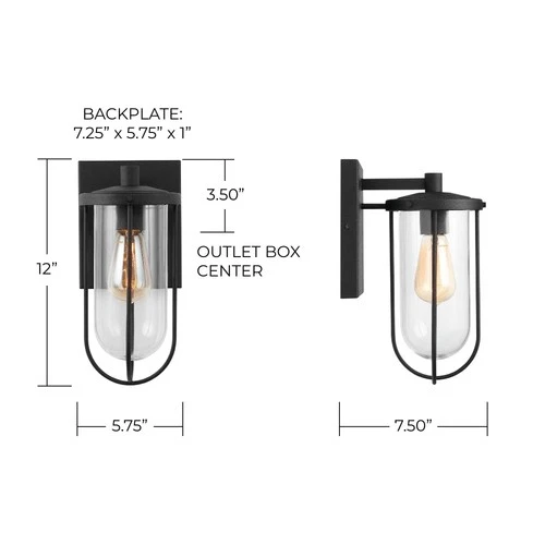 Capital Corbin 12" High Black Metal Outdoor Wall Light - Picture 6 of 7