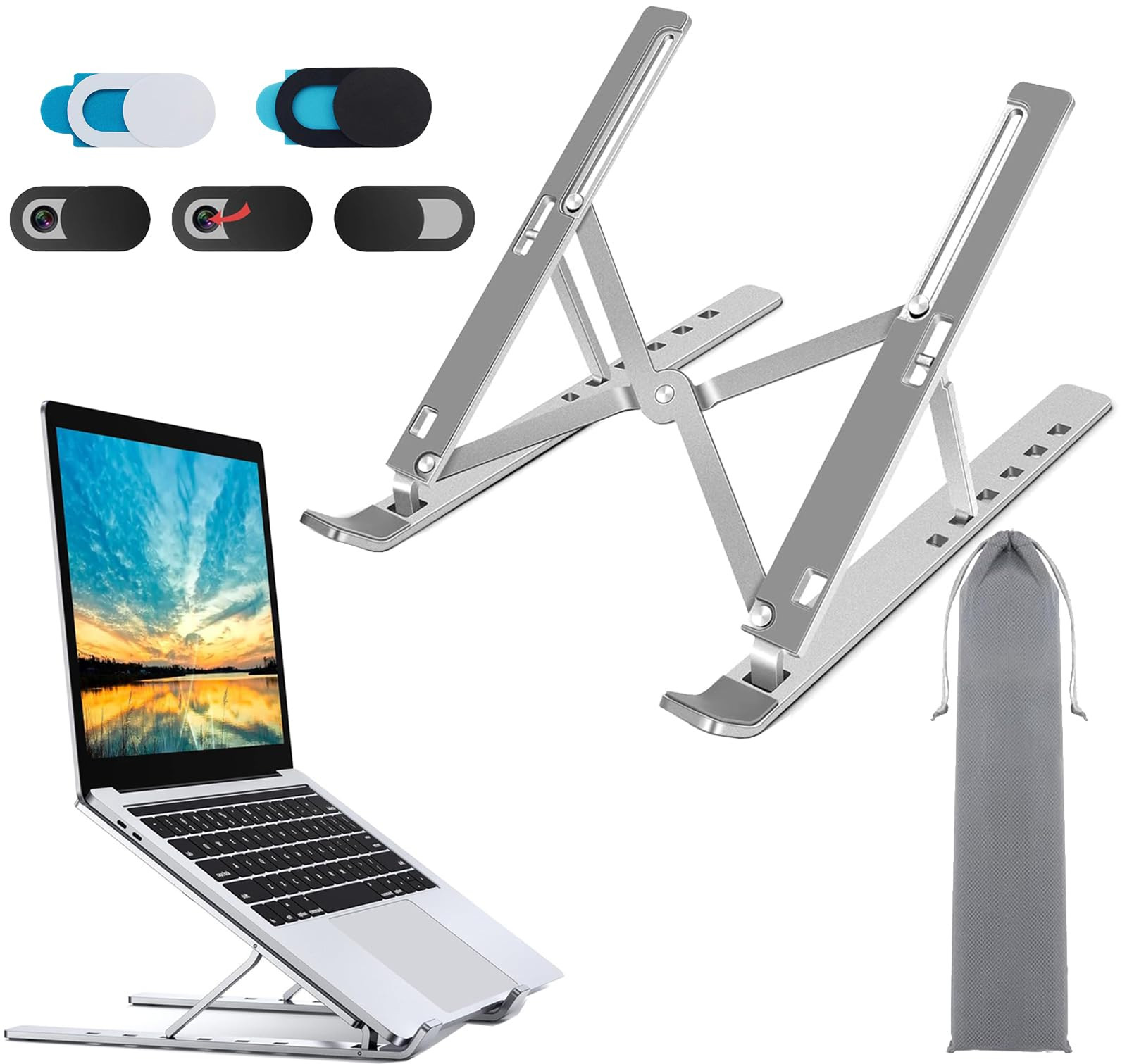 Laptop Stand, Full Flat Silicone Anti-Slip Office Laptop Stand for Desk Adjus...