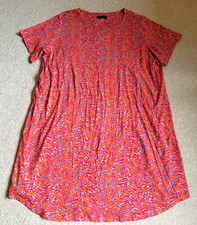 NWOT Womens Dress-TAHARI-orange/pink/blue floral knit shift Beachy Coastal-2X