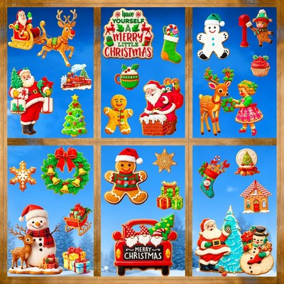 Christmas Window Clings, 9 Sheets Party A, a 