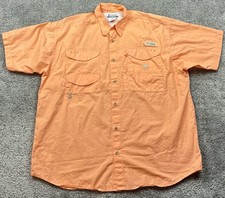 Columbia PFG Bahama II Shirt Mens Large Orange Short Sleeve Vented Back Fishing