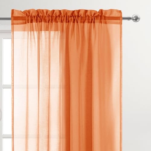 Sheer Curtains 54 inch Length 2 Panels 42"W x 54"L (Pack of 2) Sunset Orange - 第 2/7 張圖片