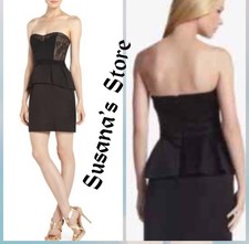 NWT BCBG MAXAZRIA SIZE 0 MOSELLE STRAPLESS LACE INSET PEPLUM MINI DRESS