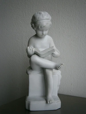 Petite Statue Porcelaine blanche Biscuit La lecture St Empire Canova Sculpture - Photo 1/4