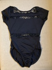 Motionwear Black Leotard Jazz Ballet Dance With Lace Detail Women  s Small
