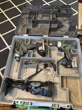 2 HITACHI DRILLS , FLASHLIGHT AND CASE, ALL UNTESTED NEEDS CHARGER