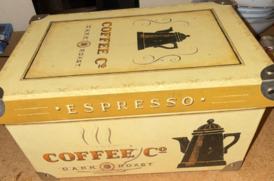 Tricoastal Design Dark Roast Espresso Coffee Decorative Wood Storage Box