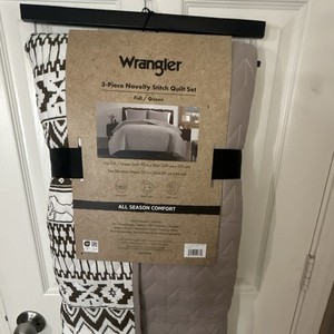 Wrangler 3-piece Novelty Stitch Quilt Set Full/Queen Gray Southwestern Horse
