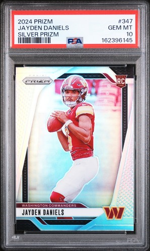 JAYDEN DANIELS 2024 PRIZM SILVER RC #347 PSA 10 GEM MINT! COMMANDERS! #162396145
