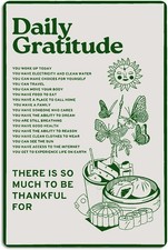 Fmcmly Daily Gratitude Inspirational Metal Tin Sign Green Boho Sign05
