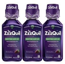 ZzzQuil Nighttime Sleep-Aid Liquid, Berry, 12 fl. oz., 3 pk. Made USA