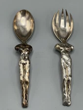 Rare Michael Aram  Nude  Serving-ware Adam And Eve Salad Servers