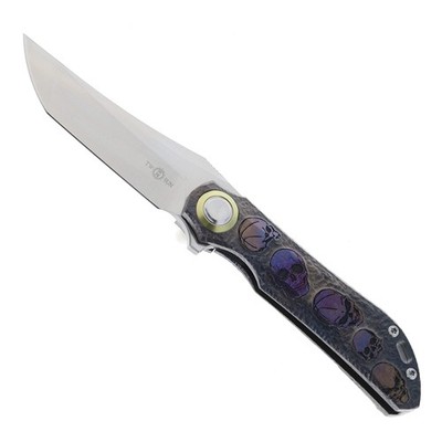 TwoSun Mini Folding Knife Engraved Titanium Handle M390 Plain TS196-M390-Engrave