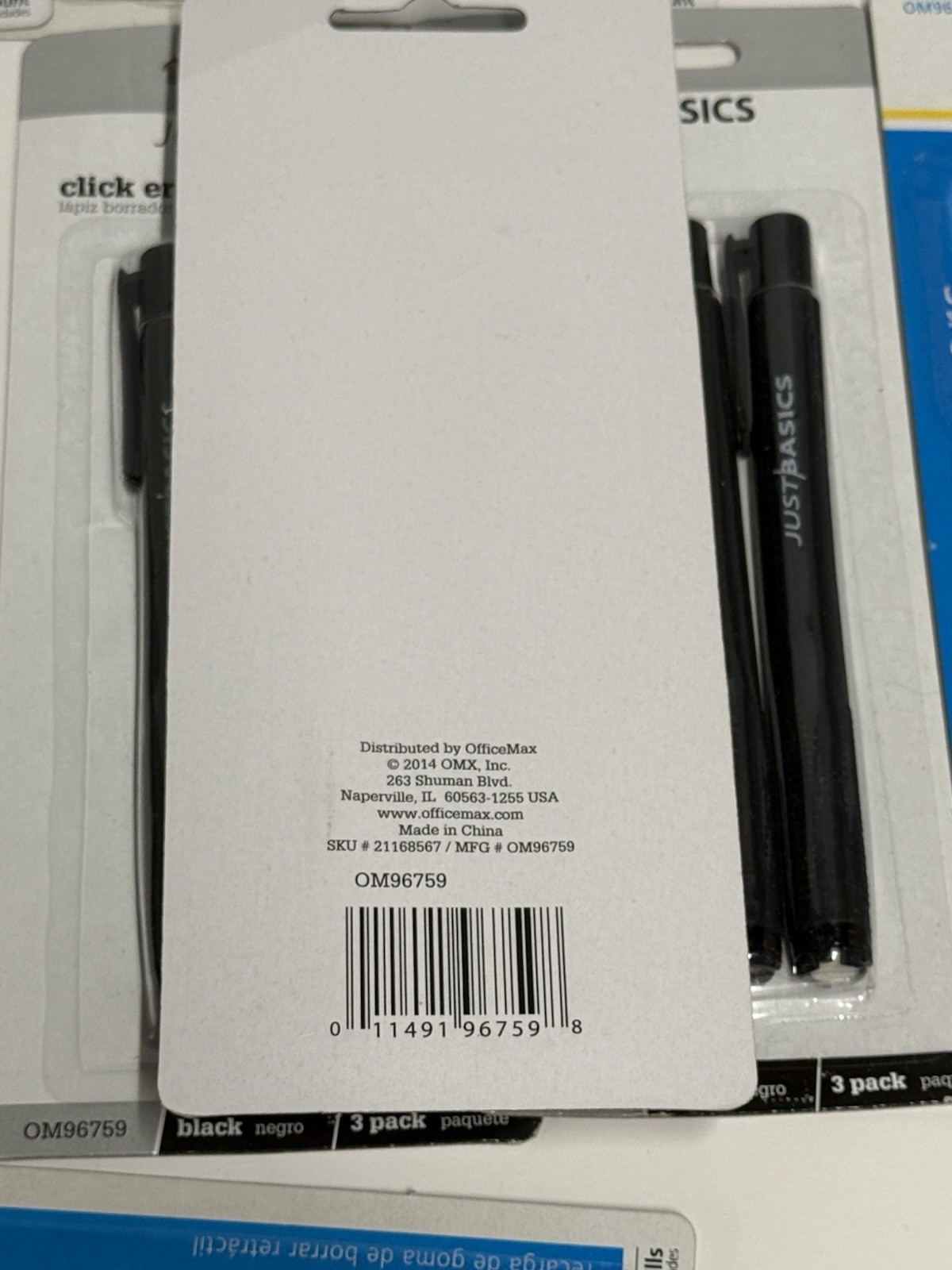 Retractable Eraser 3 Count Pack Lot Of 12