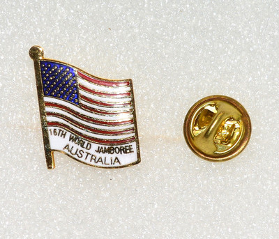 XVI 1987 World Jamboree Australia USA Flag Event Lapel Pin Boy Scout WJ XVI V24