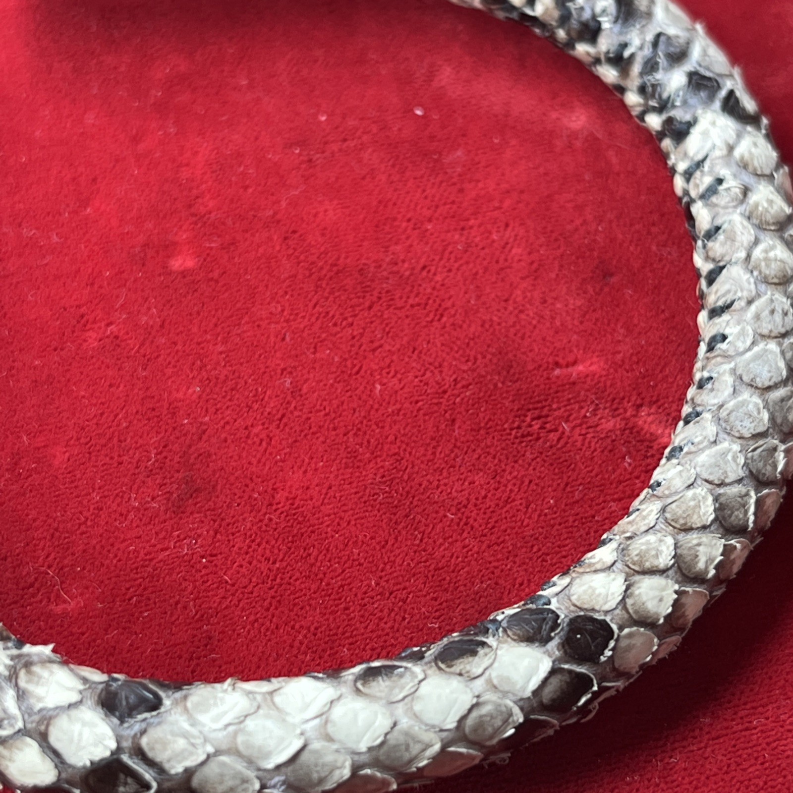 Rustic Textured Snake Python Cuff Bracelet With A… - image 4