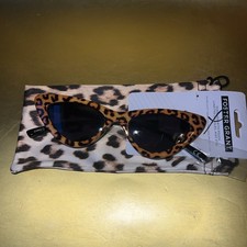 Foster Grant Leopard Cat Eye Sunglasses w/ Pouch 36840FGX200 NWT