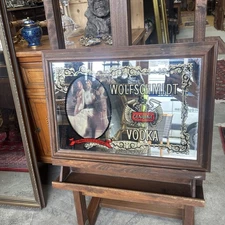 Vintage Mirror Sign - Wolfschmidt Vodka - Genuine - 37 x 53 cm - USA