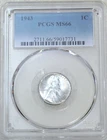 1943 P Lincoln Wartime Steel Cent PCGS MS66 Brilliant Luster New Holder #Q257Z