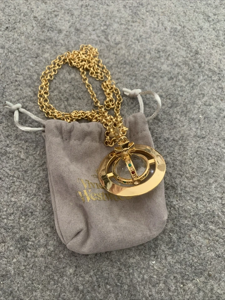 Vivienne Westwood Necklace Gun Metal Orb Pendant with gold - Image 4 of 4