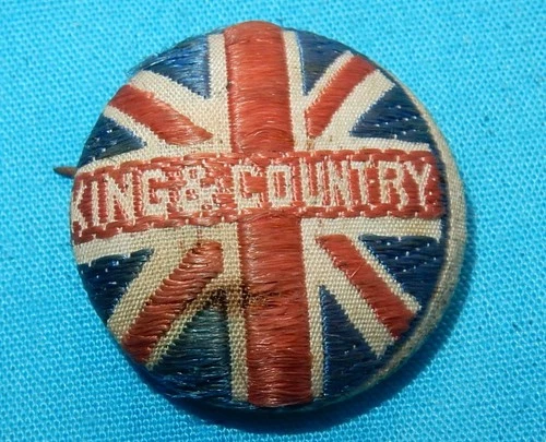 WW1 KING & COUNTRY PATRIOTIC MILITARY UNION JACK FLAG BADGE WORLD WAR I