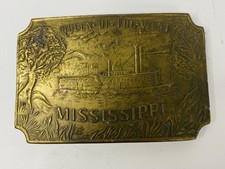 Queen Of The West Mississippi Steamboat Belt Buckle Brass Vintage Riverboat