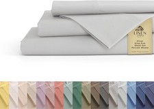 100 Cotton Percale Sheets King Size, Silver, Deep Pocket