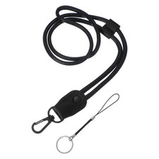 Leather Neck Lanyard, Lanyard with Metal Clasp - 1Set Black 