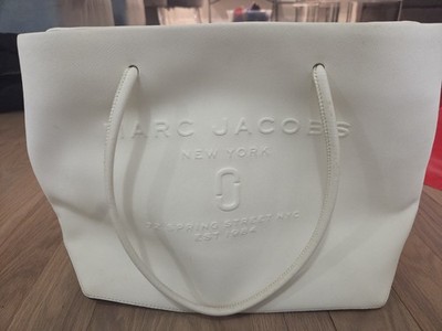 Marc Jacobs Logo Shopper East West Tote Bag Leather Off White Summer Great Con..