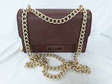 Bessie Shoulder Bag Brown Faux Leather Gold Chain Strap Dust Bag Snap Unused