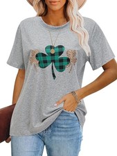 St Patricks Day Shirt Women Saint St. Patricks Shamrock Irish Lucky Outfits S...
