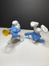 Lot Of 2 2013 Peyo SMURFS McDonald's HEFTY  HARMONY SMURF Happy Meal Toy