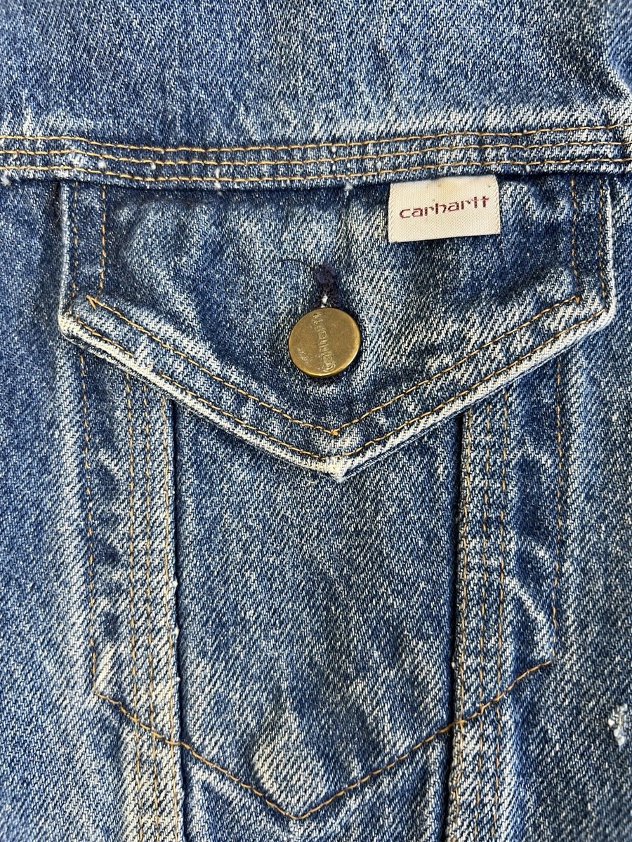 Vintage 80s Carhartt Jean Jacket Mens Size XL Denim Trucker JU118