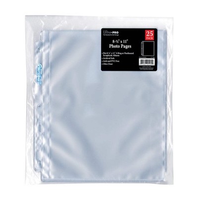 25 Ct Ultra PRO 3-Hole Photo Pages for 8''x11'' Prints Double Sided Storage Holder