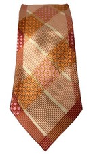Steven Land Men's 100 Silk Wide Tie Designer Geometric Pink Red NWT Hand Made