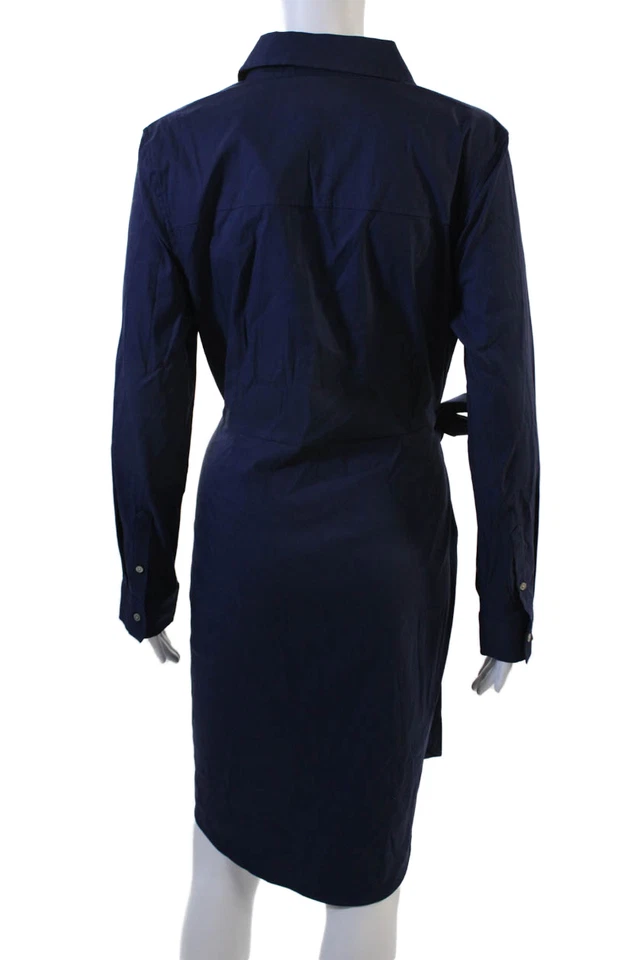 Untuckit Women Shirt Dress Dark Blue Long Sleeve Collared Knee-Length Size 10 - Image 3 of 4