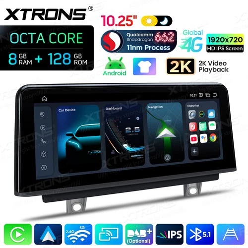 Qualcomm 4G LTE 8+128G Android 14 Car Screen CarPlay For BMW F30 F31 F32 F33 F80