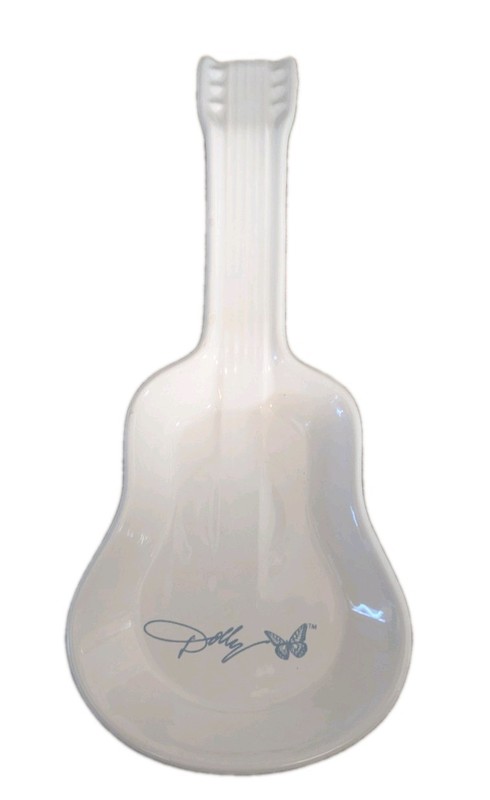 White Ceramic Guitar Shaped Dolly Parton Spoon Rest Kitchen Decor
