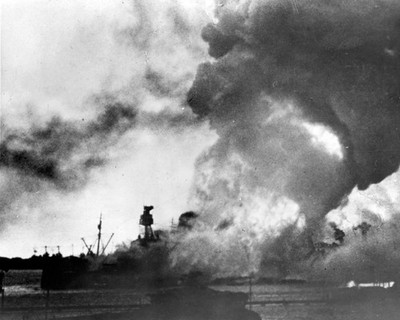 Pearl Harbor Battleship Row Vintage 1941 Aerial Attack Photo Reprint